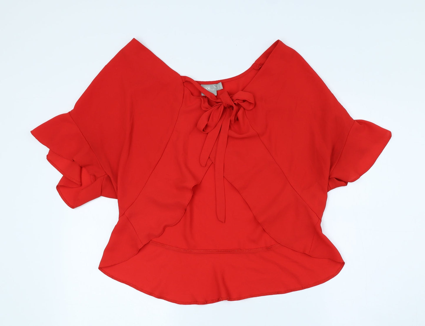ASOS Womens Red Polyester Basic Blouse Size 8 V-Neck