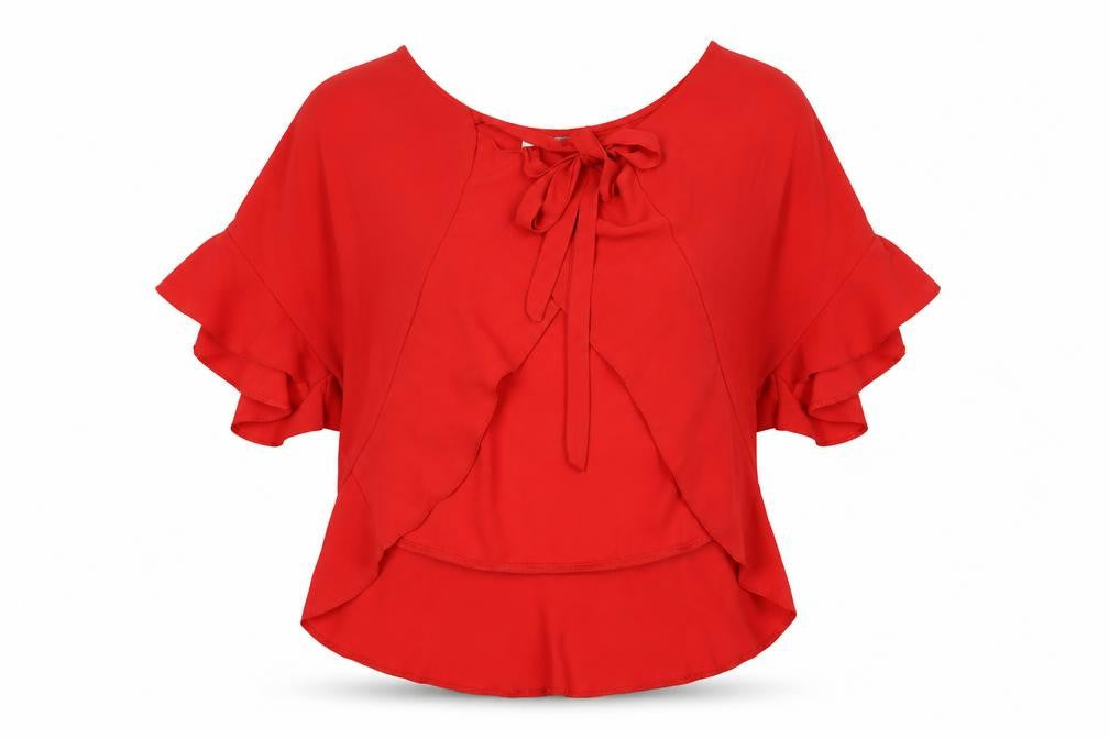 ASOS Womens Red Polyester Basic Blouse Size 8 V-Neck