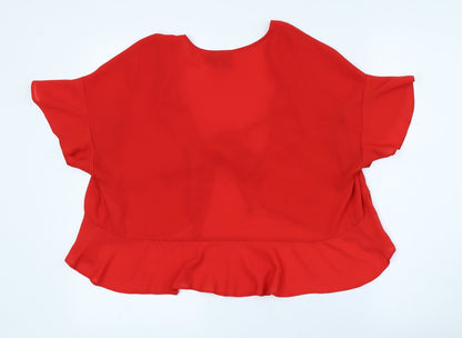 ASOS Womens Red Polyester Basic Blouse Size 8 V-Neck