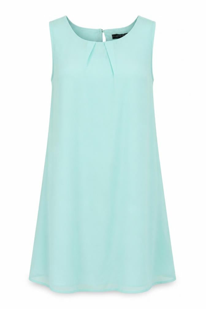 Atmosphere Womens Blue Polyester Shift Size 8 Round Neck Button