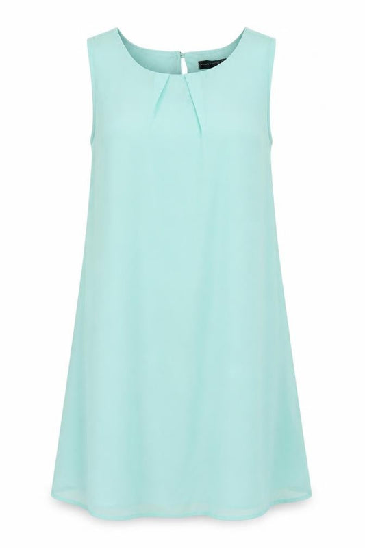 Atmosphere Womens Blue Polyester Shift Size 8 Round Neck Button