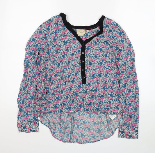 Vanessa Virginia Womens Multicoloured Floral Viscose Basic T-Shirt Size 14 V-Neck - Asymmetric Tigers