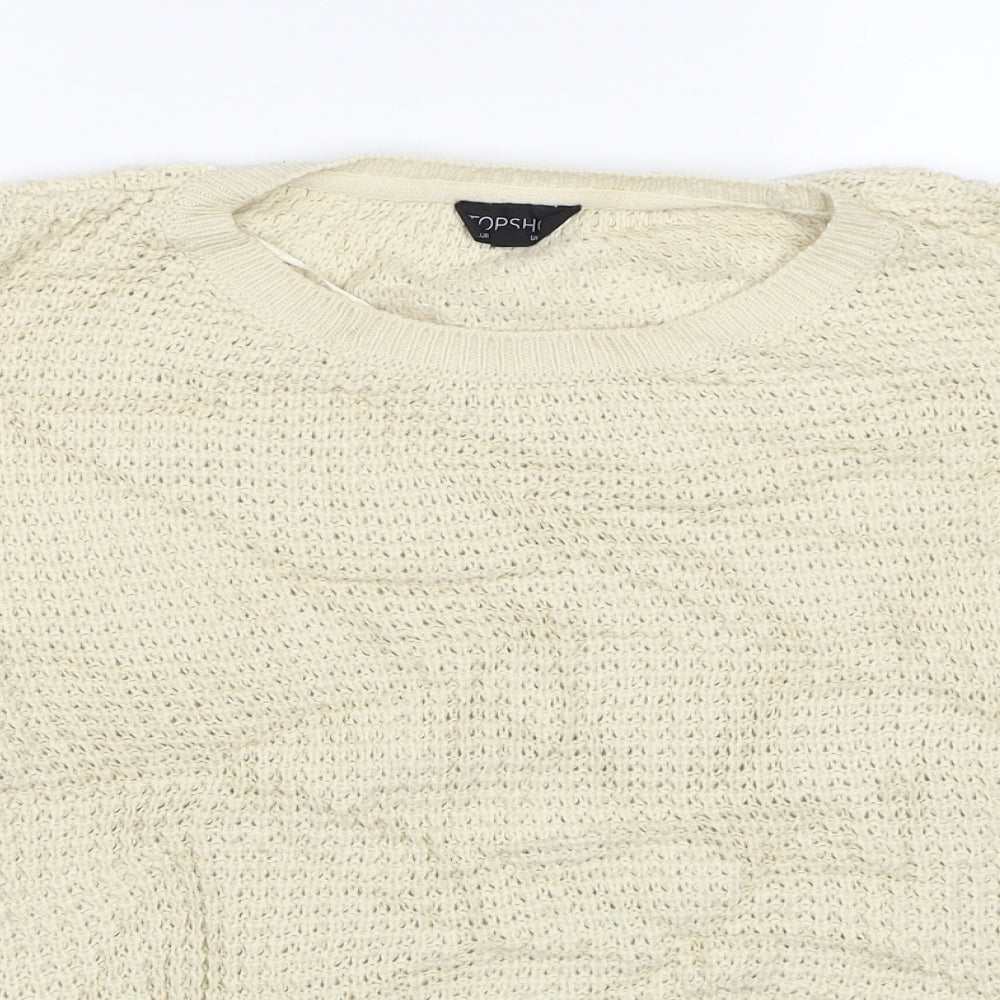 Topshop Womens Ivory Boat Neck Acrylic Pullover Jumper Size 10