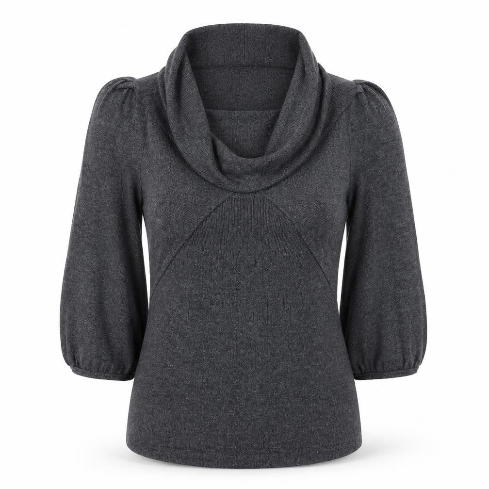Topshop Womens Grey Viscose Jersey Blouse Size 10 Roll Neck