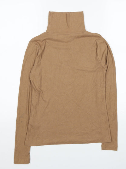 Peacocks Womens Brown High Neck Viscose Pullover Jumper Size 10 - Ribbed