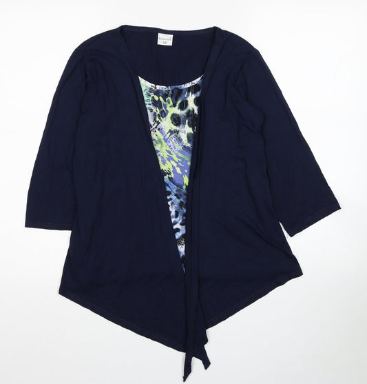 Reflections Womens Multicoloured Animal Print Viscose Basic Blouse Size M Scoop Neck - Cardigan Effect