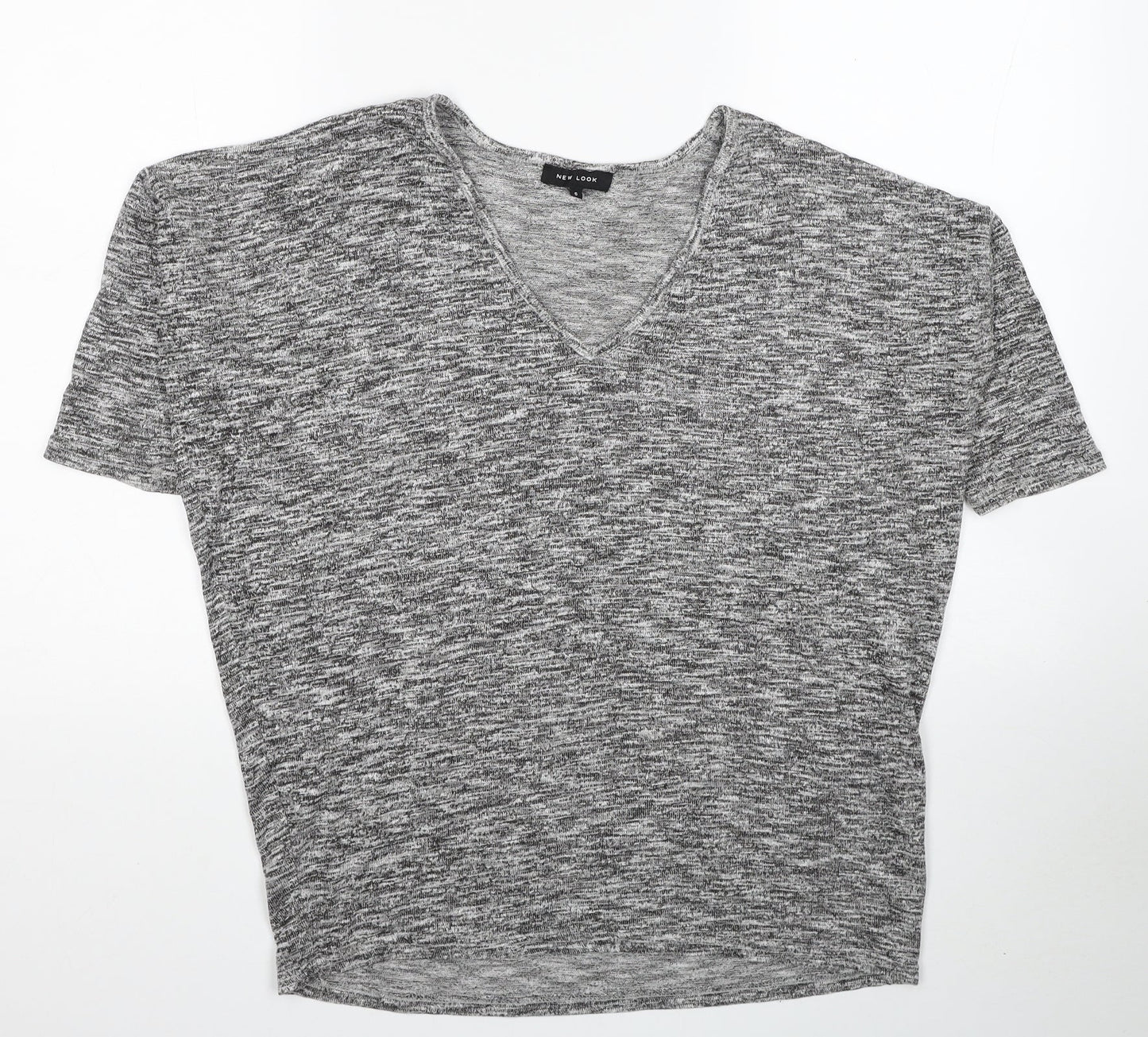 New Look Womens Grey V-Neck Viscose Pullover Jumper Size S