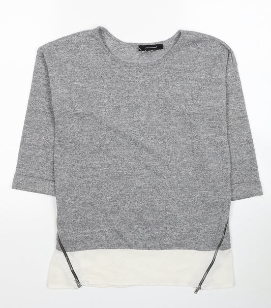 Atmosphere Womens Grey Polyester Jersey Blouse Size 6 Scoop Neck
