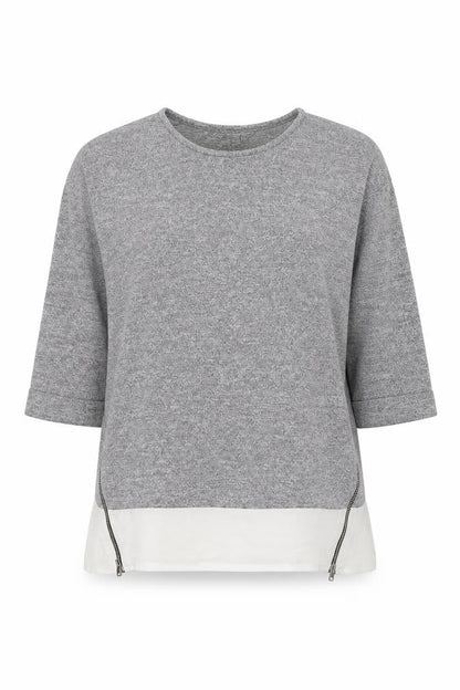 Atmosphere Womens Grey Polyester Jersey Blouse Size 6 Scoop Neck