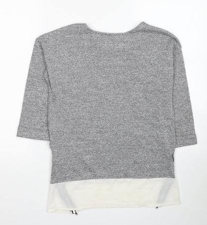 Atmosphere Womens Grey Polyester Jersey Blouse Size 6 Scoop Neck