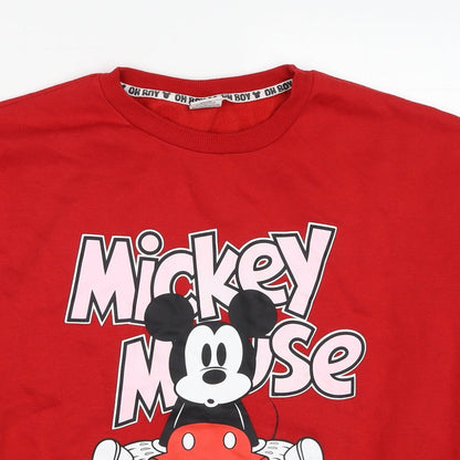 Preloved Disney Womens Red Polyester Pullover Sweatshirt Size 14 Pullover - Mickey Mouse - Detail