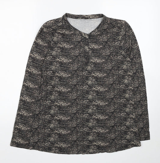 Skopes Womens Brown Geometric Viscose Basic T-Shirt Size 10 Round Neck