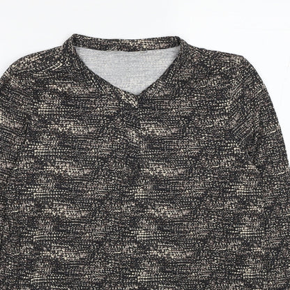 Skopes Womens Brown Geometric Viscose Basic T-Shirt Size 10 Round Neck