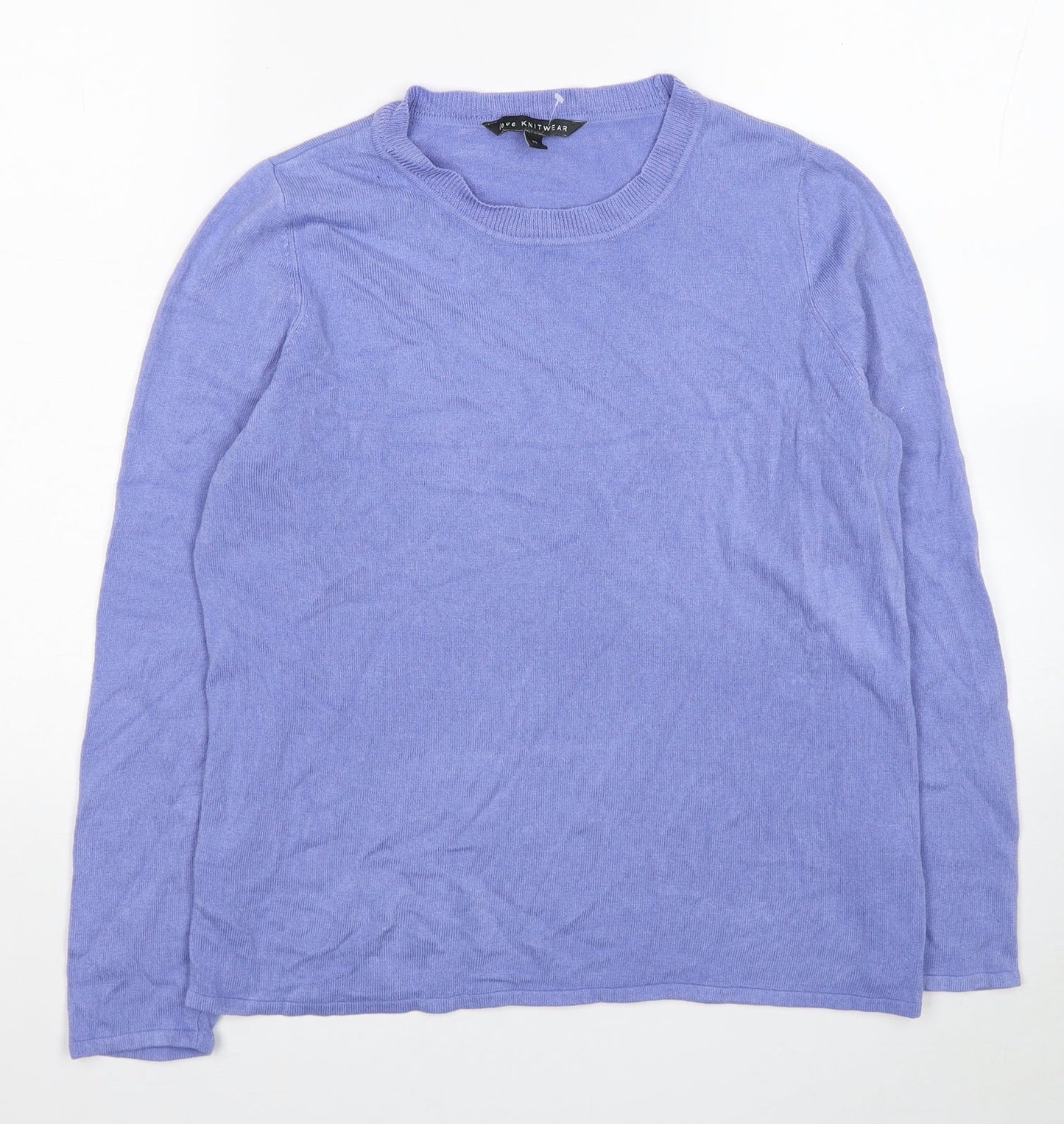 Bonmarché Womens Blue Round Neck Acrylic Pullover Jumper Size 12