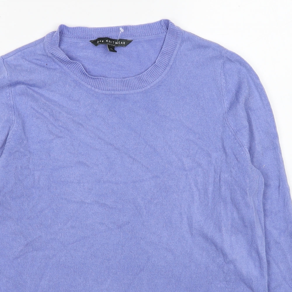 Bonmarché Womens Blue Round Neck Acrylic Pullover Jumper Size 12