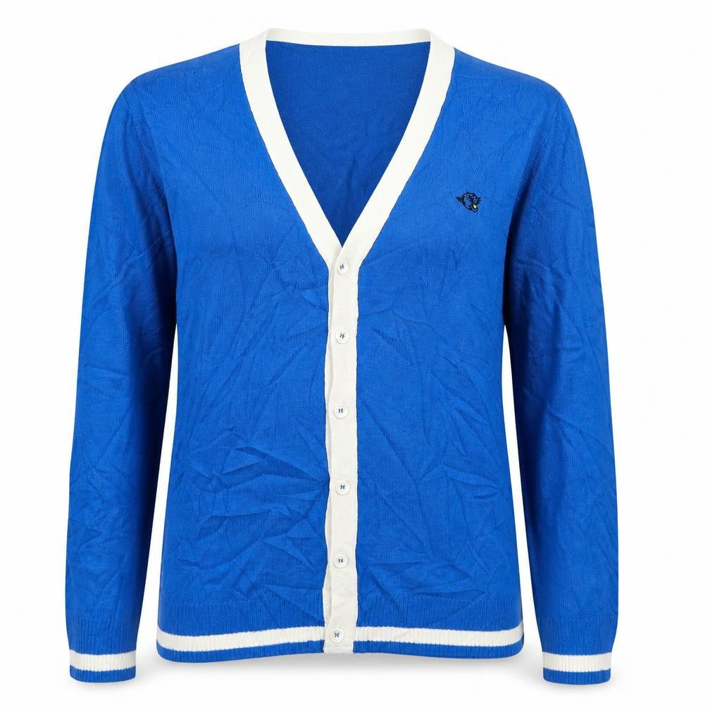 Lee Cooper Womens Blue V-Neck Acrylic Cardigan Jumper Size L