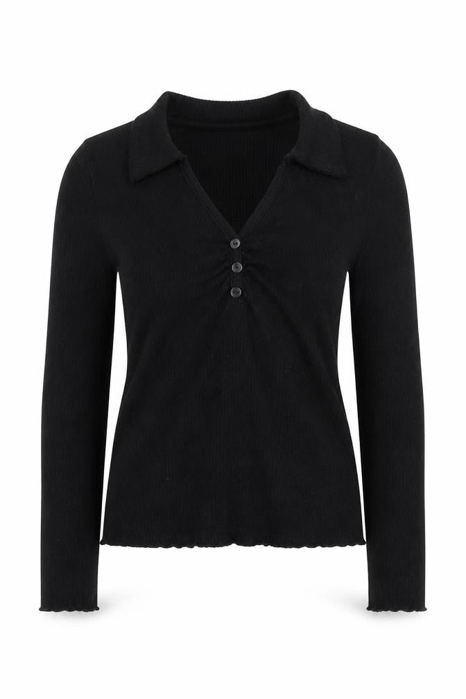 New Look Womens Black Collared Polyester Pullover Jumper Size 8