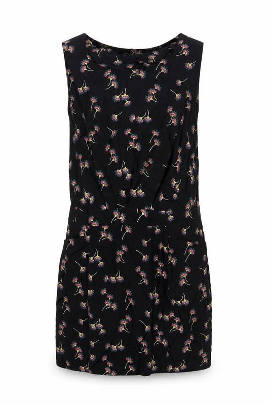Love Label Womens Black Floral Viscose Tank Dress Size 8 Round Neck Pullover