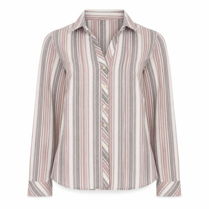 EWM Womens Multicoloured Striped Polyester Basic Button-Up Size 10 V-Neck