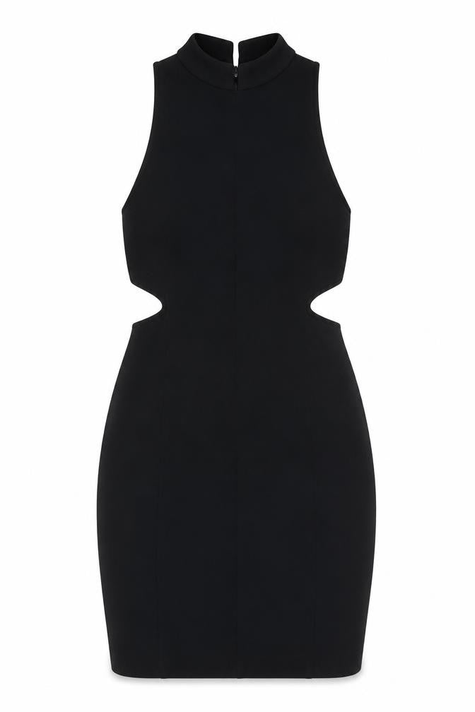 Topshop Womens Black Polyester Bodycon Size 6 Mock Neck Pullover