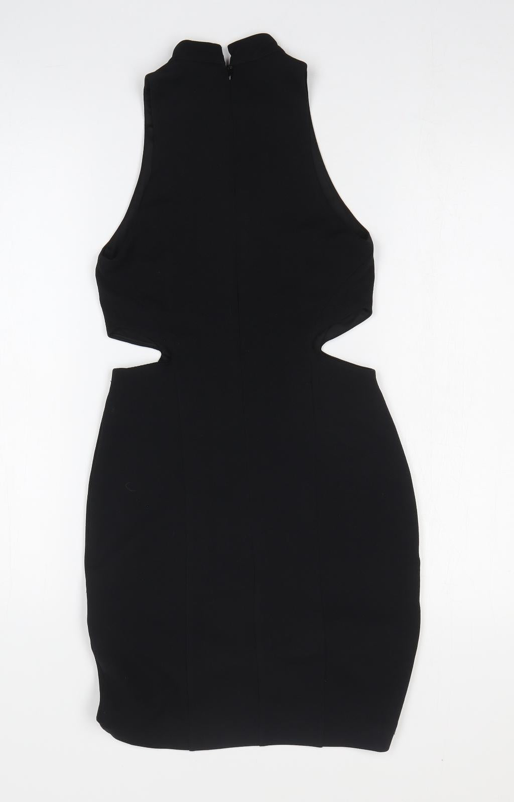 Topshop Womens Black Polyester Bodycon Size 6 Mock Neck Pullover