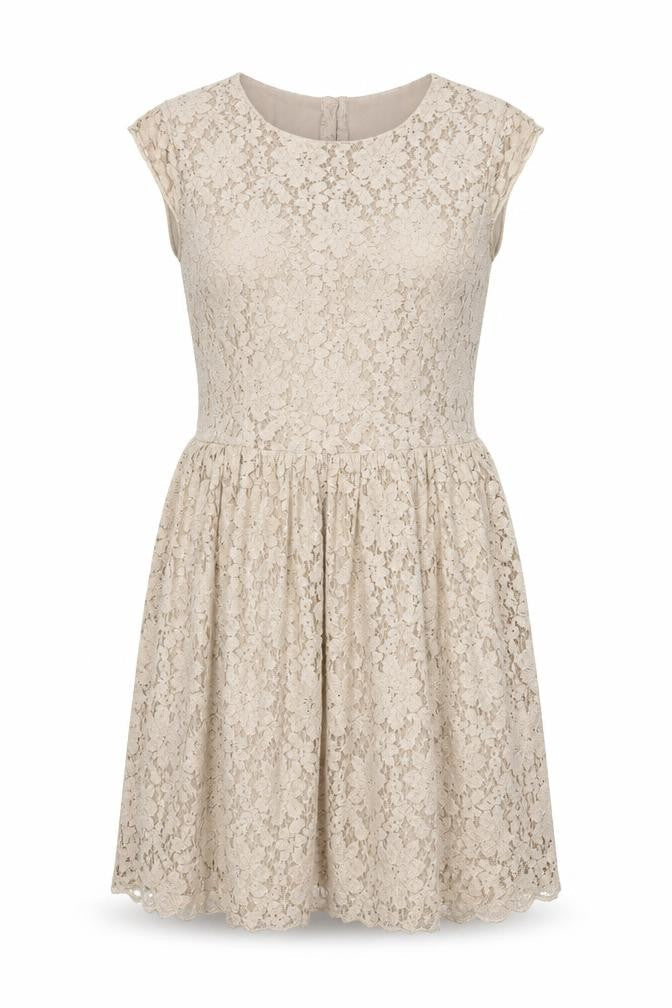 H&M Womens Beige Viscose Fit & Flare Size 12 Round Neck Pullover