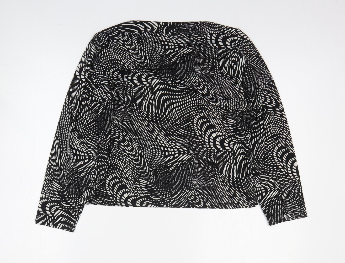 Citrus Womens Black Geometric Polyester Basic T-Shirt Size 12 Round Neck