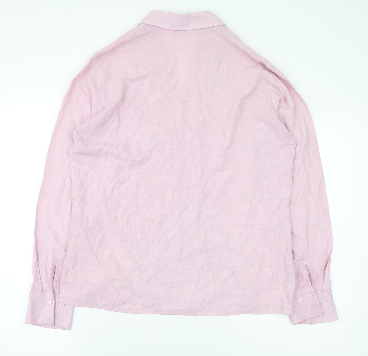 Marks and Spencer Womens Pink Viscose Basic Button-Up Size 12 V-Neck