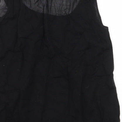 Miss Selfridge Womens Black 100% Cotton Basic Blouse Size 10 Scoop Neck