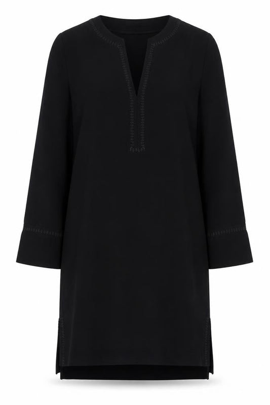 Next Womens Black Polyester Kaftan Size 8 V-Neck Pullover