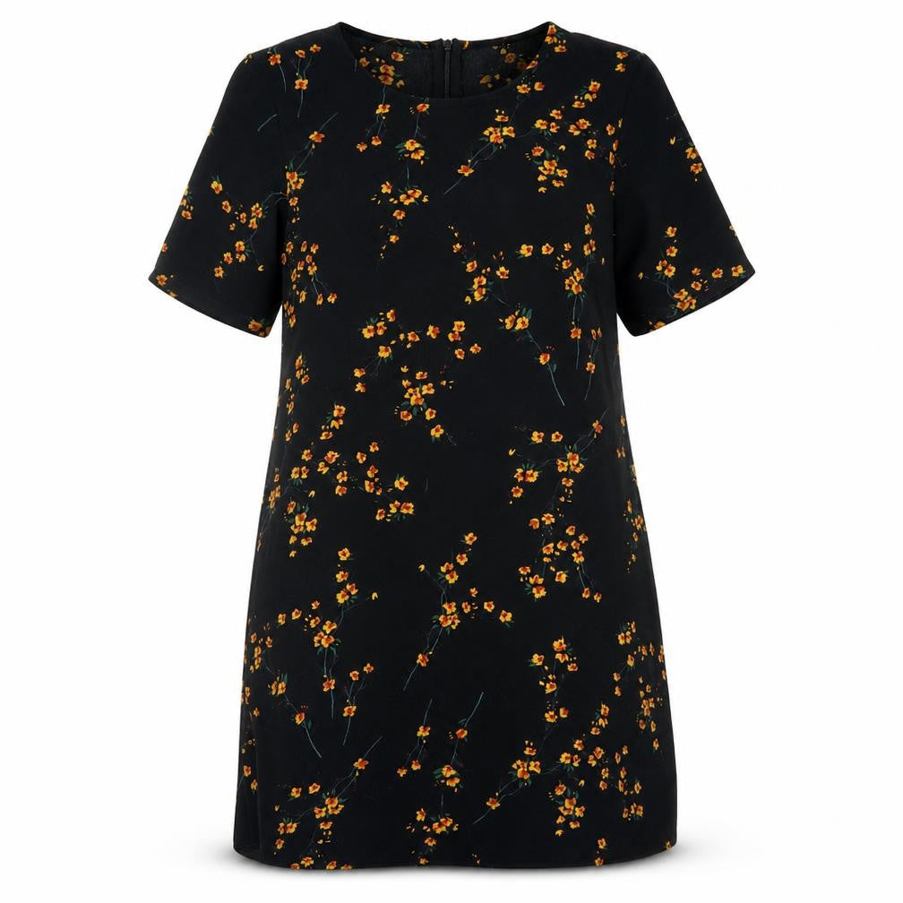 Glamorous Womens Black Floral Polyester Basic Blouse Size 10 Boat Neck