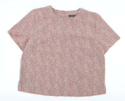 Debenhams Womens Red Geometric Polyester Basic Blouse Size 16 Boat Neck