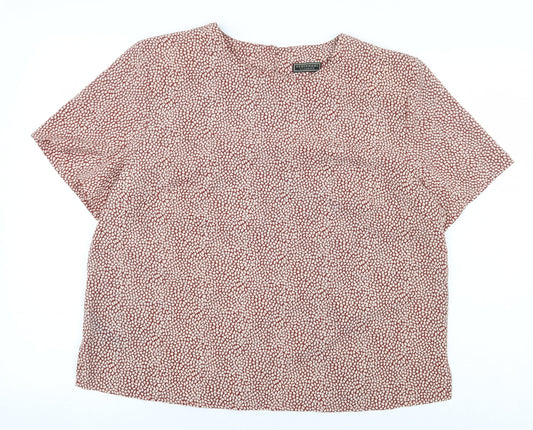Debenhams Womens Red Geometric Polyester Basic Blouse Size 16 Boat Neck