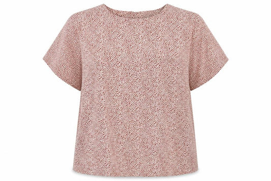 Debenhams Womens Red Geometric Polyester Basic Blouse Size 16 Boat Neck