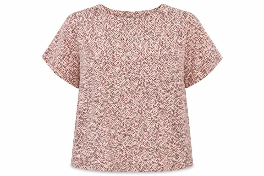 Debenhams Womens Red Geometric Polyester Basic Blouse Size 16 Boat Neck