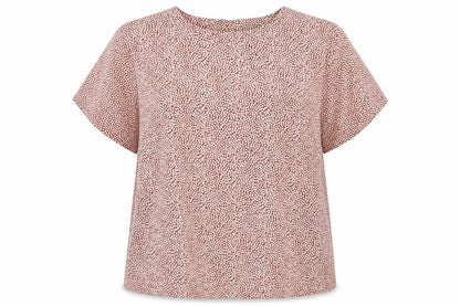 Debenhams Womens Red Geometric Polyester Basic Blouse Size 16 Boat Neck