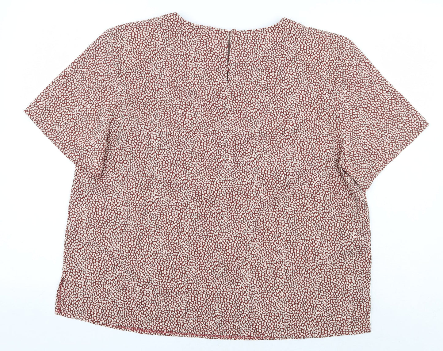 Debenhams Womens Red Geometric Polyester Basic Blouse Size 16 Boat Neck