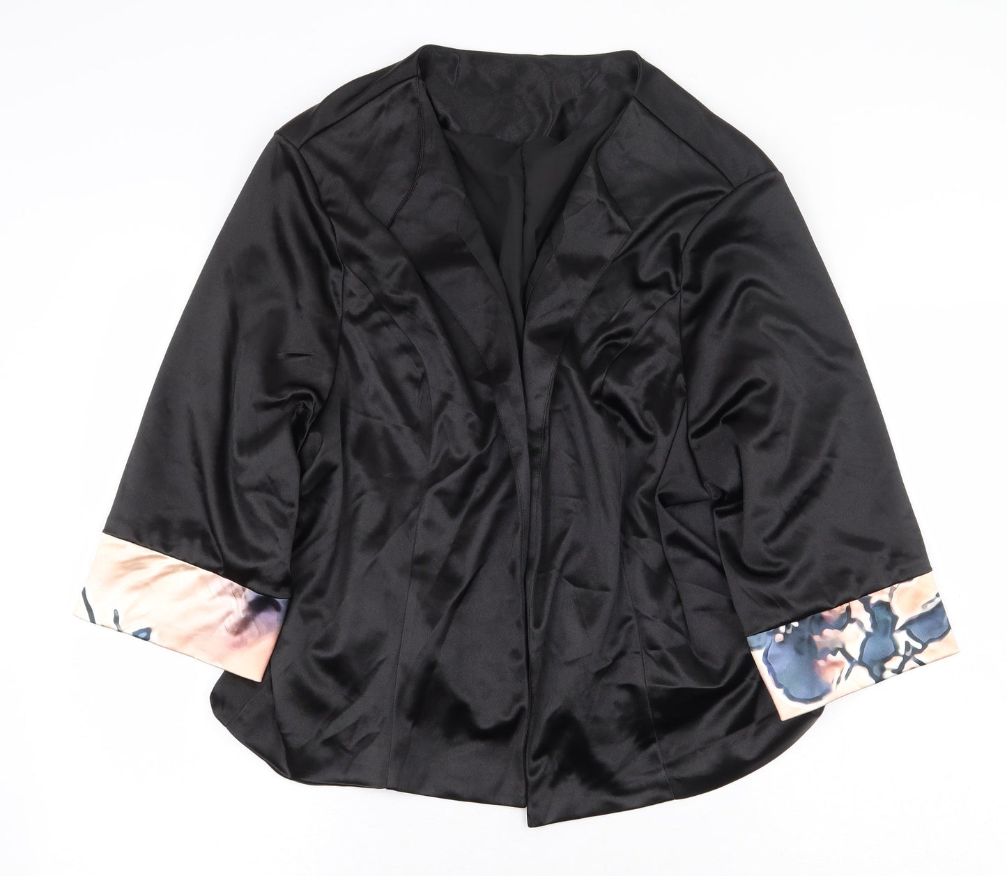 Preworn Womens Black Floral Jacket Blazer Size 3XL - Floral Cuffs