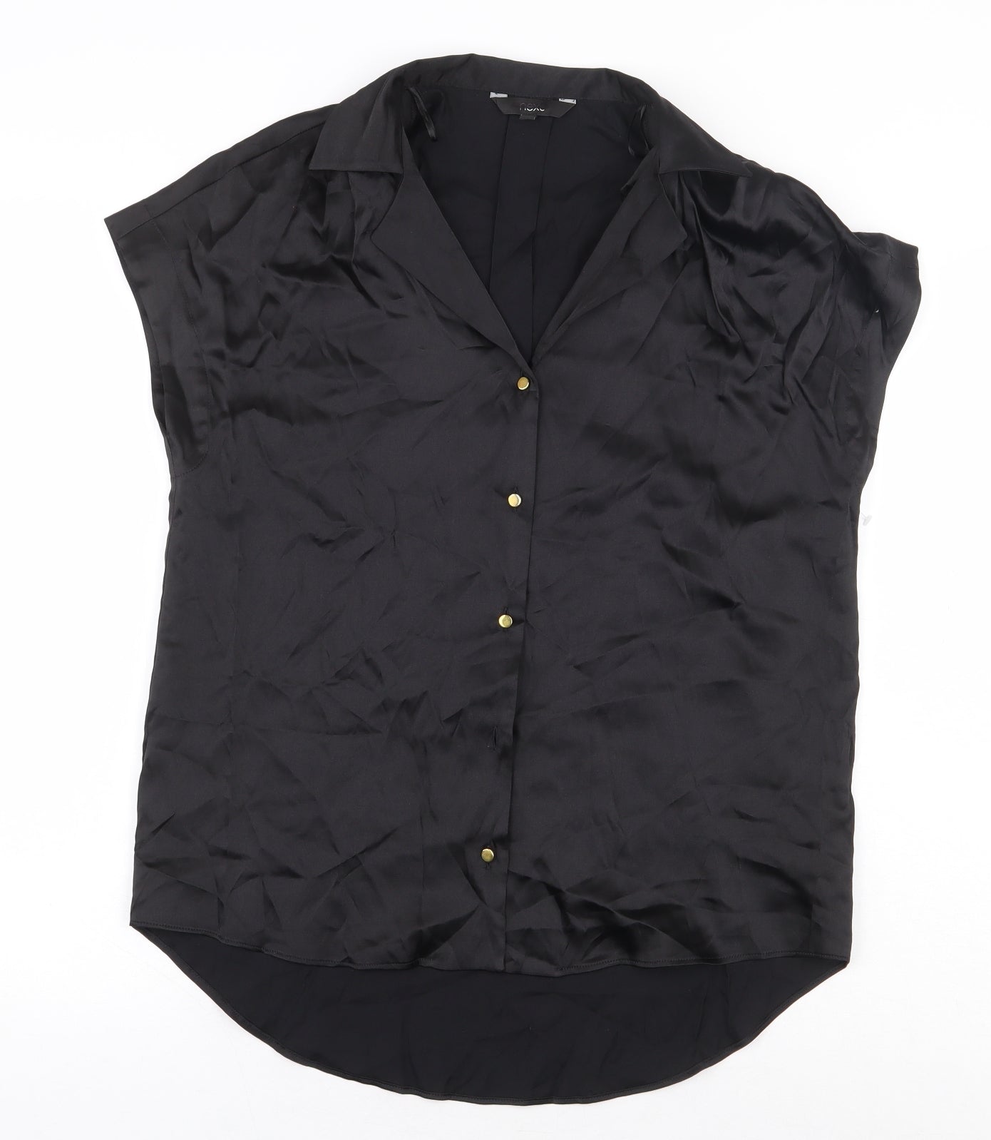 NEXT Womens Black Viscose Basic Button-Up Size 6 Collared