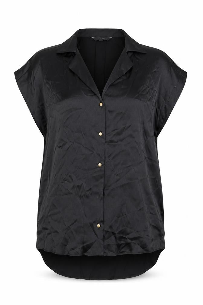 NEXT Womens Black Viscose Basic Button-Up Size 6 Collared
