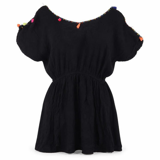 Papaya Womens Black Viscose A-Line Size S V-Neck Pullover