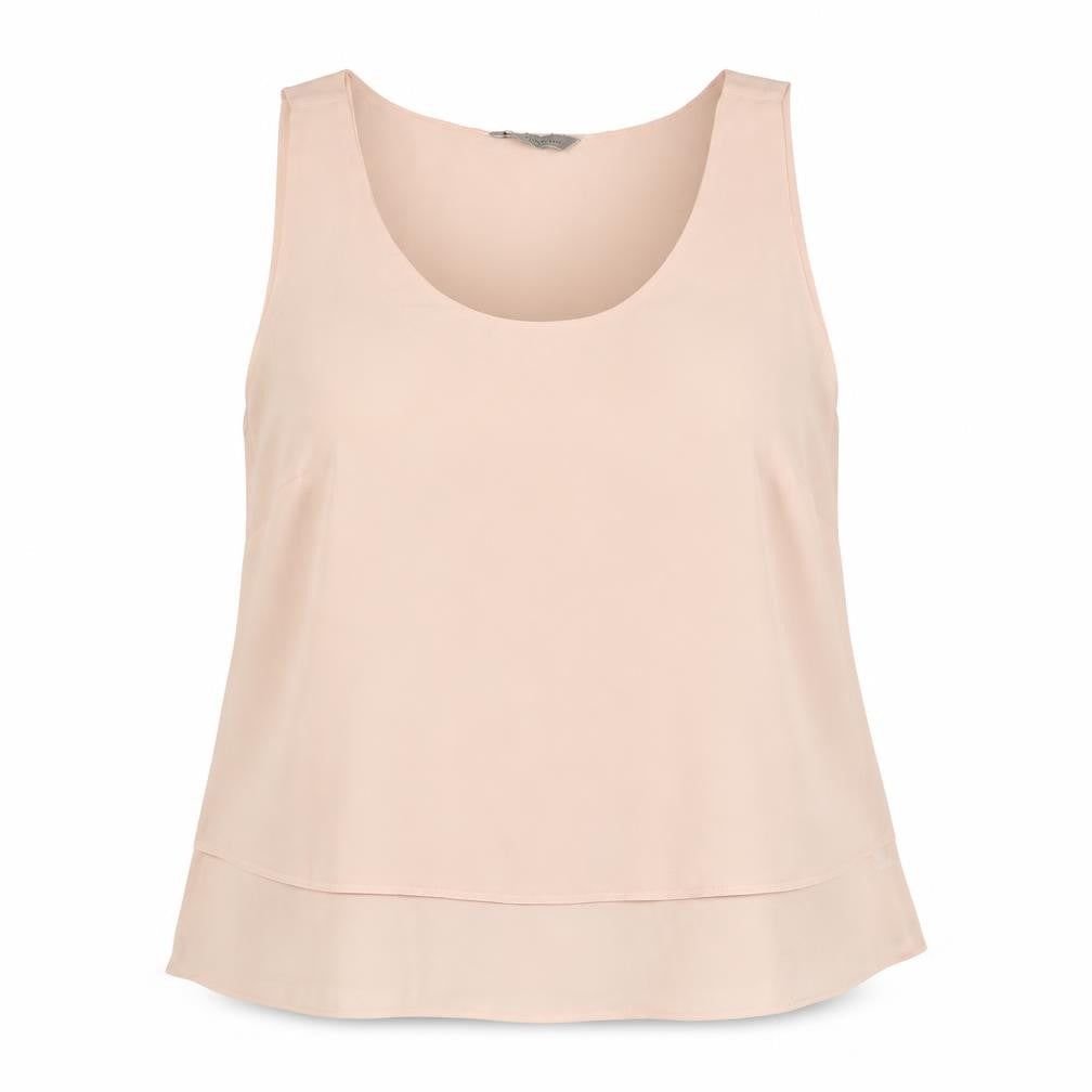 Marks & Spencer Womens Pink Polyester Jersey Tank Size 14 Scoop Neck