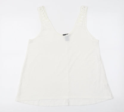 H&M Womens White Polyester Jersey Tank Size S Round Neck