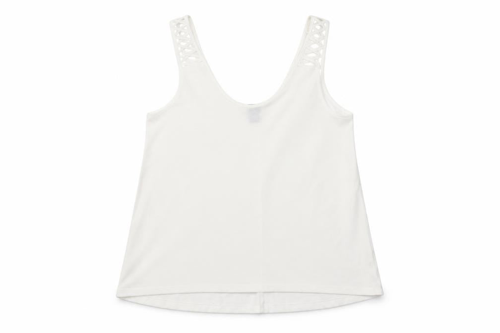 H&M Womens White Polyester Jersey Tank Size S Round Neck