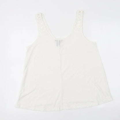 H&M Womens White Polyester Jersey Tank Size S Round Neck