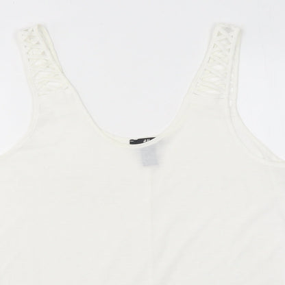 H&M Womens White Polyester Jersey Tank Size S Round Neck