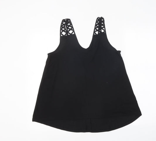 H&M Womens Black Polyester Jersey Tank Size S V-Neck