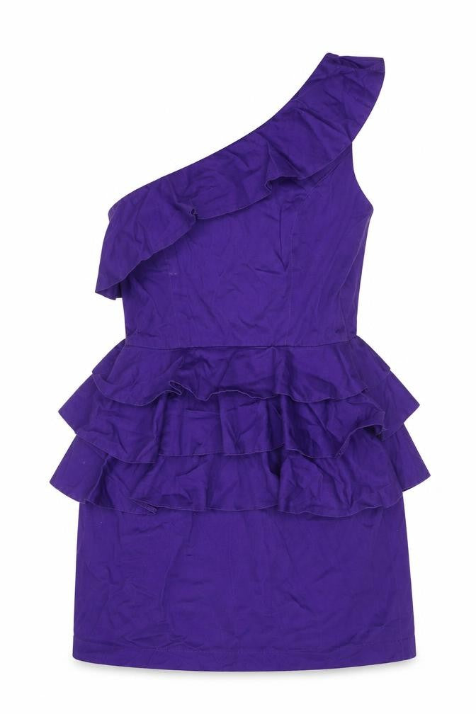 New Look Womens Purple Polyester Mini Size 10 One Shoulder Zip
