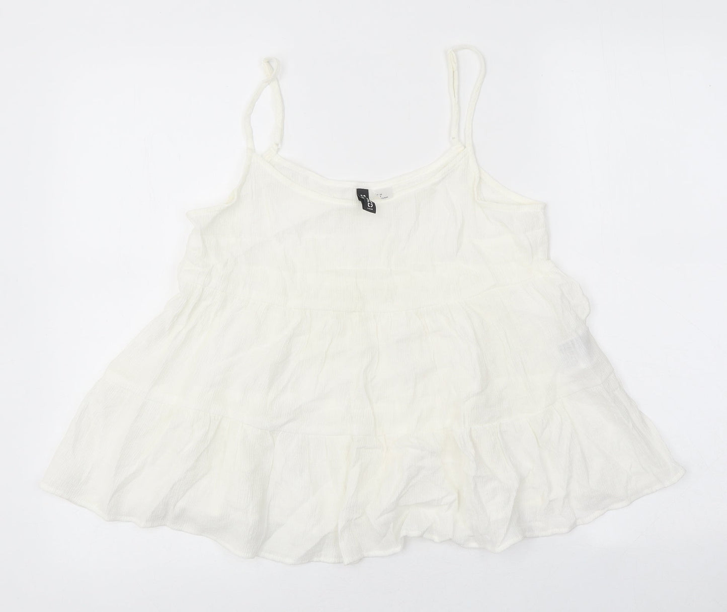 Devided Womens White Viscose Basic Tank Size 8 V-Neck