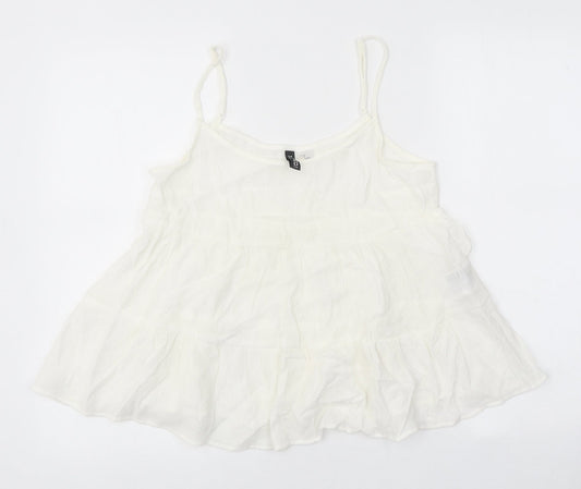 Devided Womens White Viscose Basic Tank Size 8 V-Neck